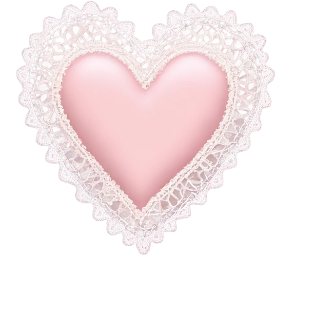 Pastel pink heart with lace on edges emoji