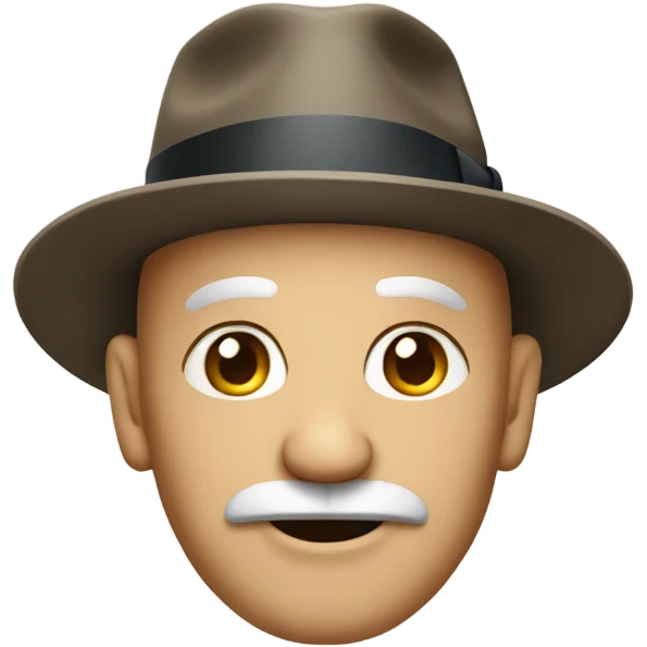 Old bald man with short mustache in suit with fedora  emoji