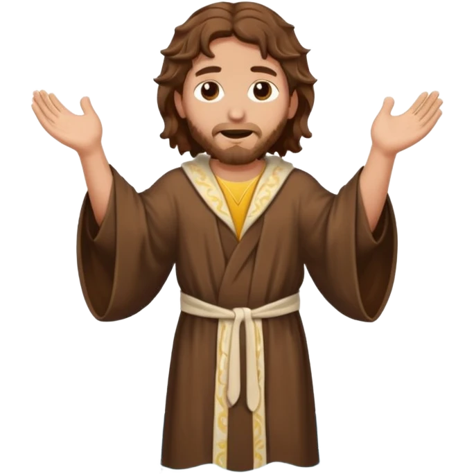 fullbody John the Baptist with wavy hair in saint robes partially submerged in water, emoji style emoji