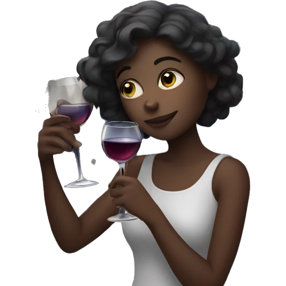 Girl under starry moonlight with wineglass in hand emoji