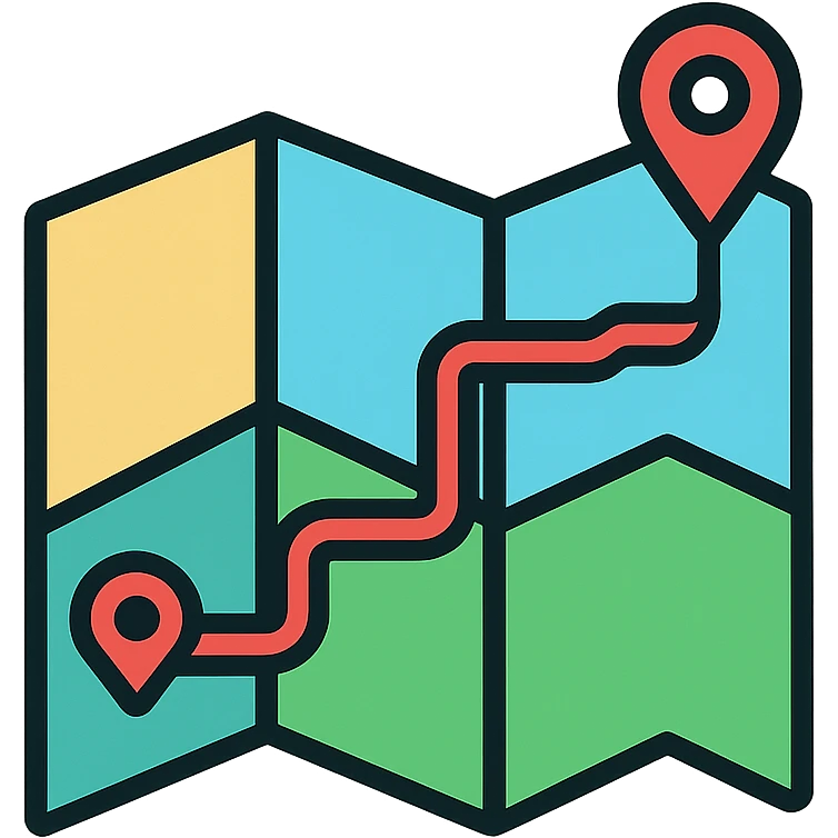 map with marked route color outline style emoji