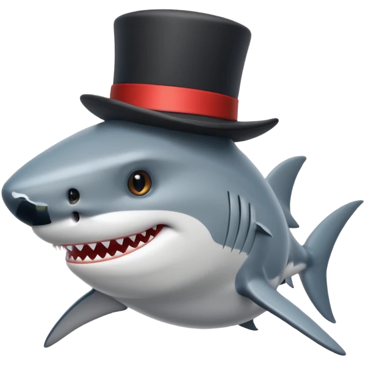 Shark with a top hat emoji