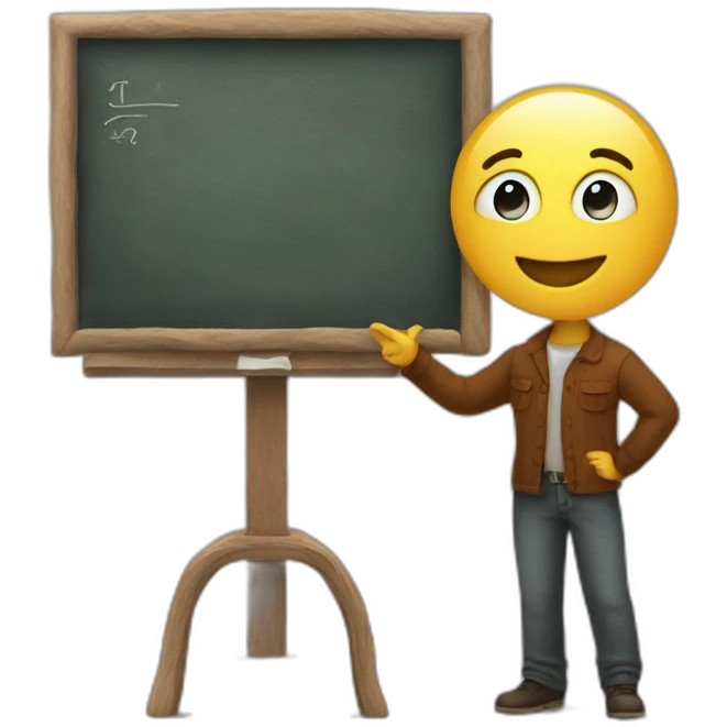stands at the blackboard and teaches children histor emoji