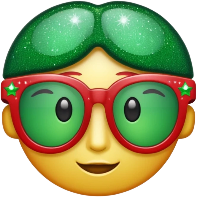 glitter red and green glasses emoji