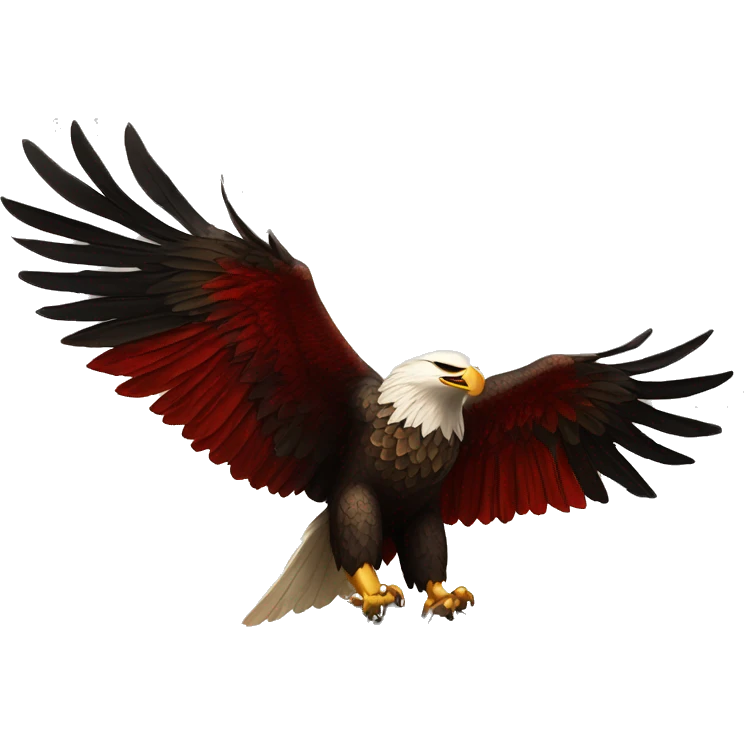 A majestic eagle with fully outstretched wings, symbolizing the supreme leader of the brotherhood. The gaze is authoritative and wise, and the red, black, and gold colors are intensified emoji