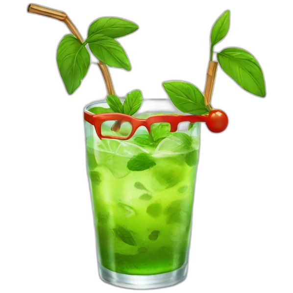pinocchio with glasses drinking mojito emoji