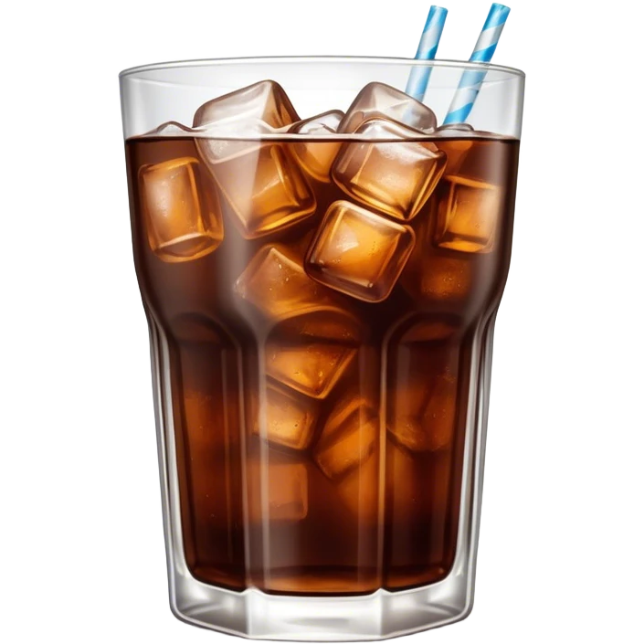 realistic glass of cola with ice emoji