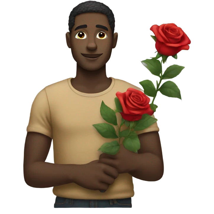 Black guy holding roses emoji