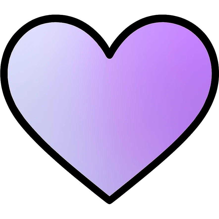 gradient heart icon with clean lines, modern icon style, silver and lavender gradient, no text emoji