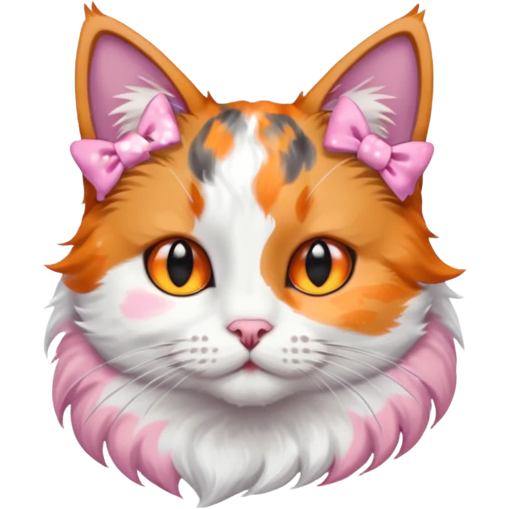 cat with pink bows on right side of ear emoji