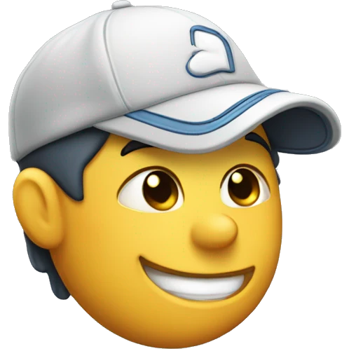 person wearing a ball cap, winking, lipbite, hand on chin emoji