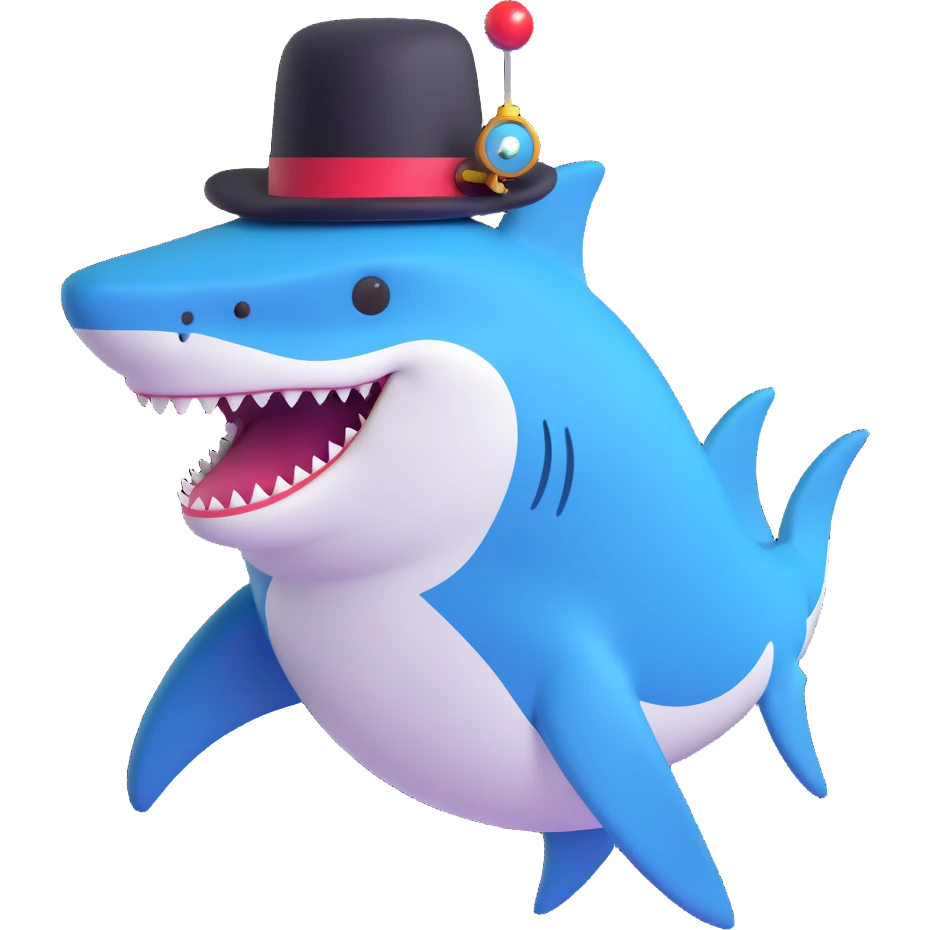 shark wearing a top hat and monocle emoji