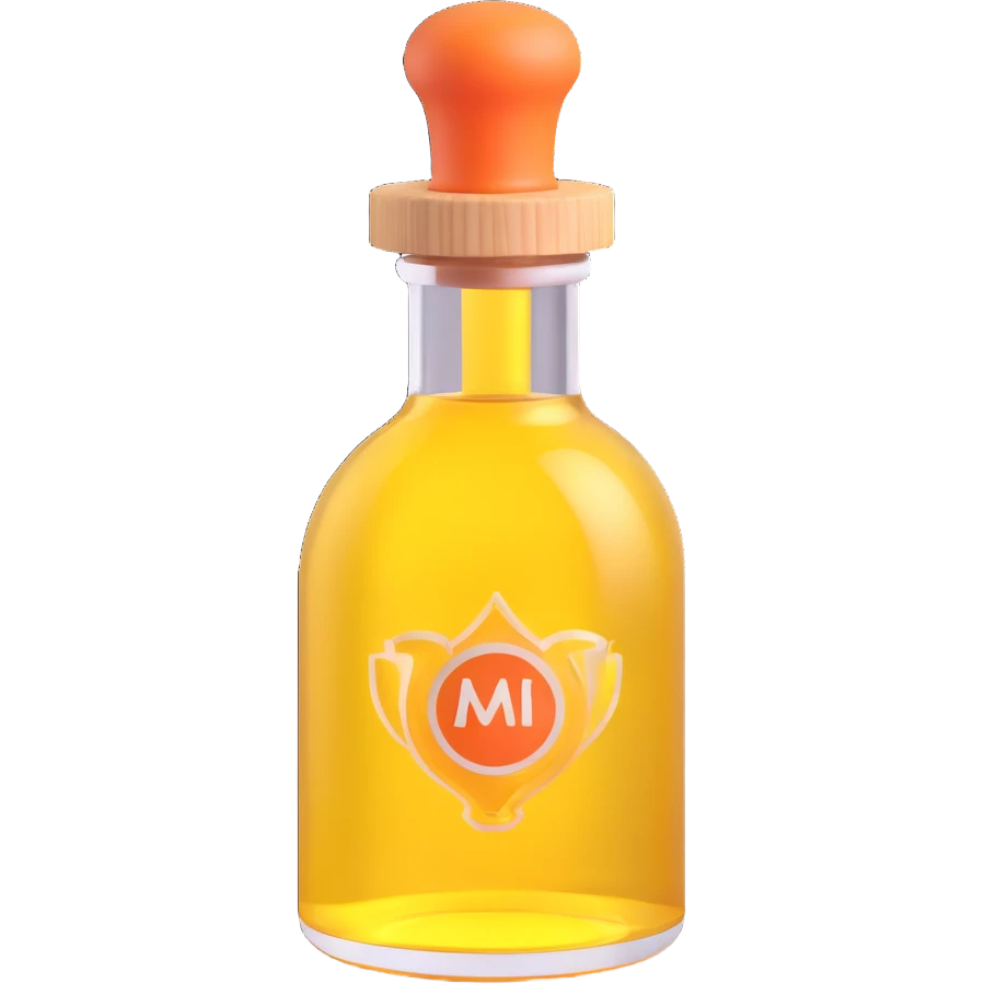3D emoji style, aroma oil bottle, three-dimensional and lively, no background emoji