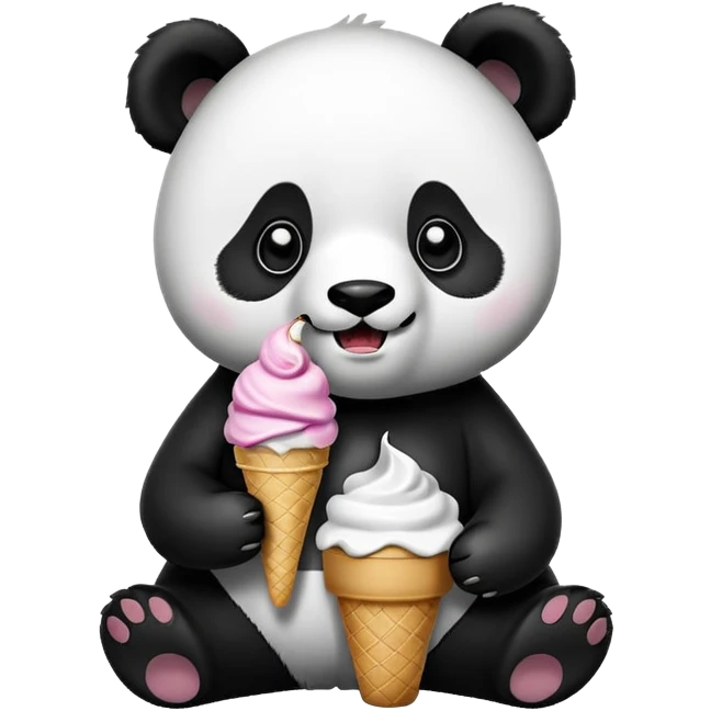 Panda eating ice cream emoji