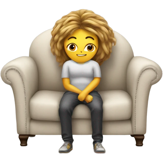 Couch potato with girl hair emoji