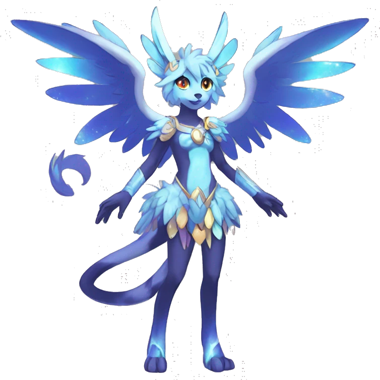 Anthro Sona Colorful Godly Celestial Shiny Fakemon Full Body emoji