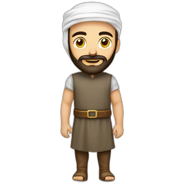 Homme arabe barbu avec arme et robe à carreau emoji