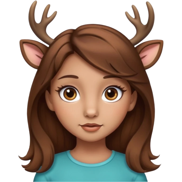 Make a cute girl deer with brown hair and big brown eyes give her lashes and her skin medium emoji