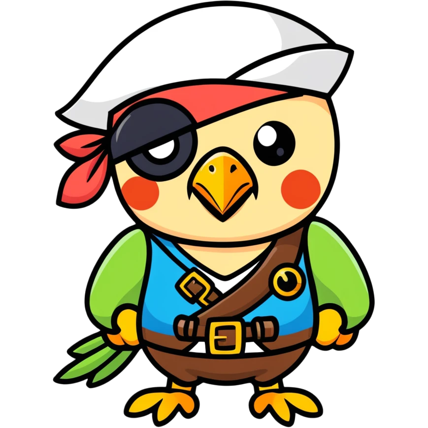 pirate with eye patch and parrot emoji
