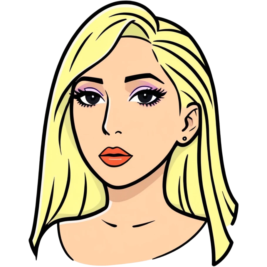 Hyperrealism, ultra detailed, clean lines, high quality, illustration of lady gaga emoji