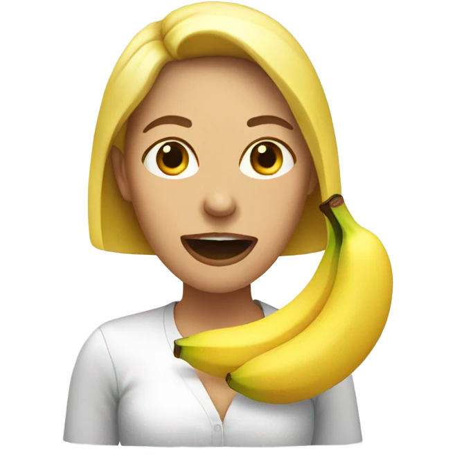 Woman with something banana mouth emoji
