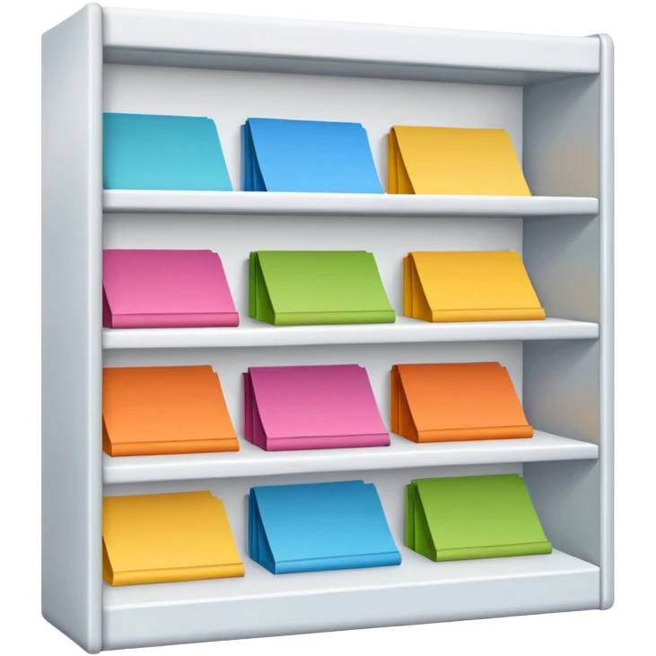 emoji of open magazine, inside there are illustrated empty shelfs emoji