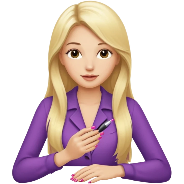 Blonde long hair woman doing manicure emoji
