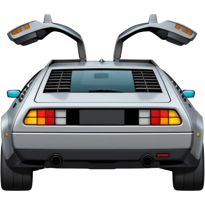 Silver DMC 12 Delorean back rearview emoji