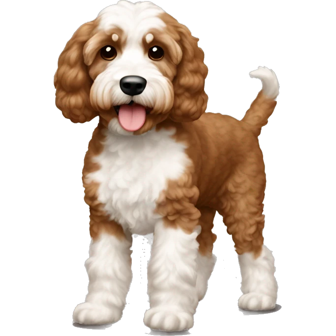 Reddish light brown cockapoo with small white patch on chin full body emoji