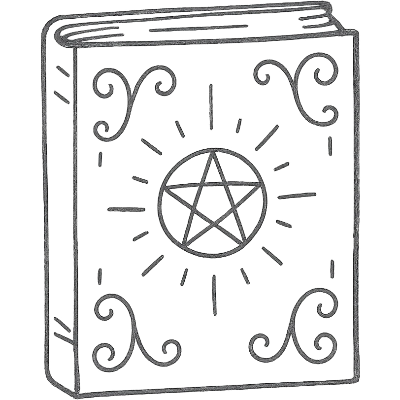 Магическая закрытая книга  — декоративная обложка   Обложка украшена винтажными завитками,  таинственным сиянием. emoji