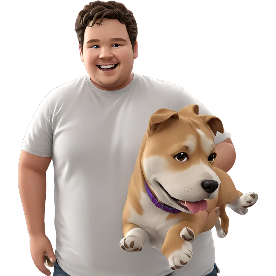 boy smiling with dog emoji