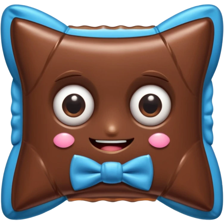 A chocolate with a tie and eyes emoji