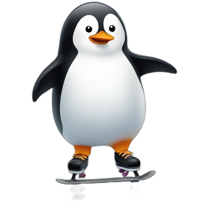 clumsy penguin ice skating emoji