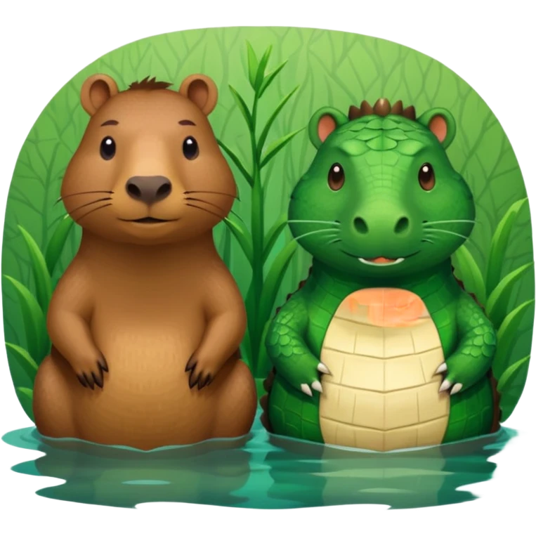 Capybara with a crocodile emoji