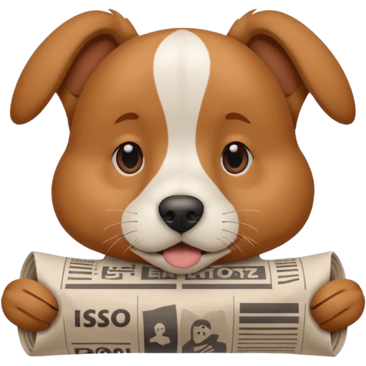 Friendly dog getting bopped on the nose by a newspaper. emoji
