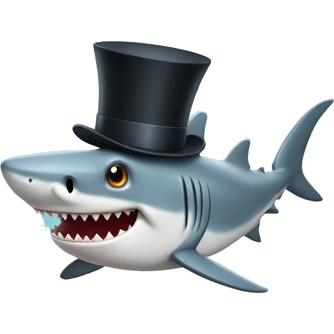 Shark with a top hat emoji
