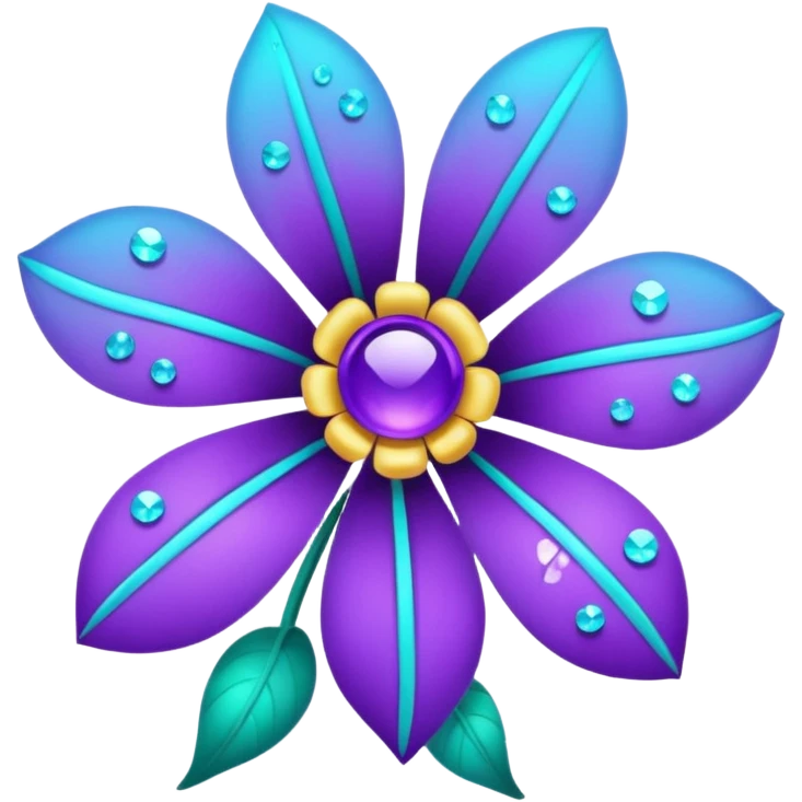 glitter purple and cian flower emoji