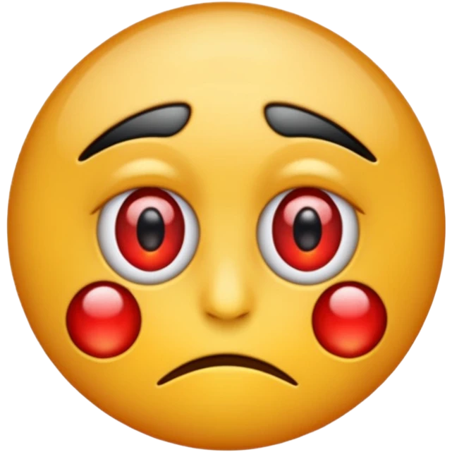 Red eye emoji after crying emoji