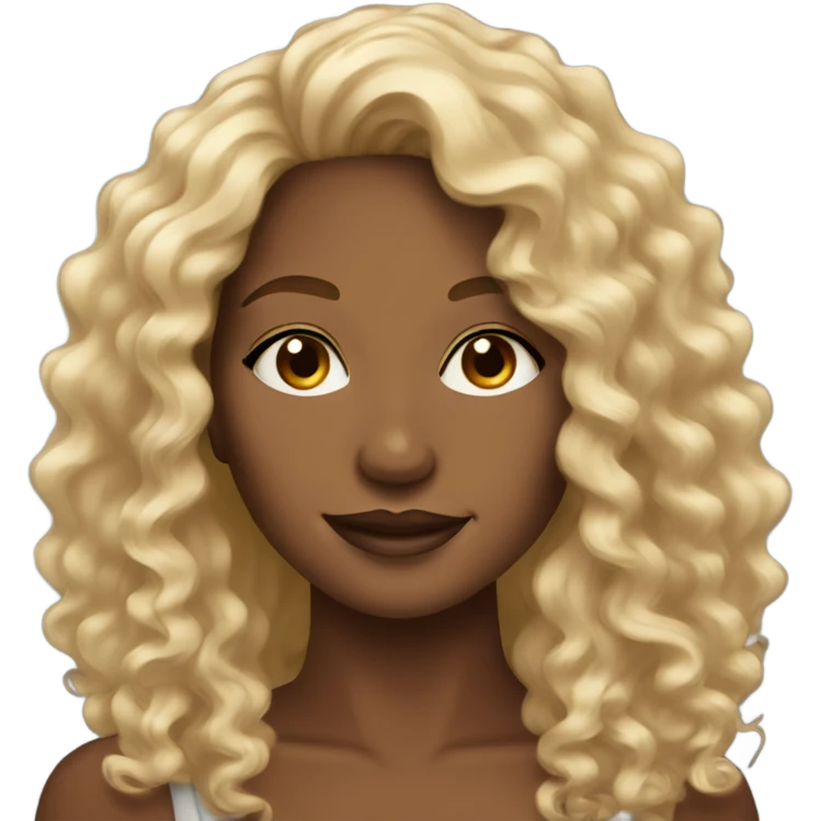 Beautiful brown skin woman with long blonde curly hair emoji