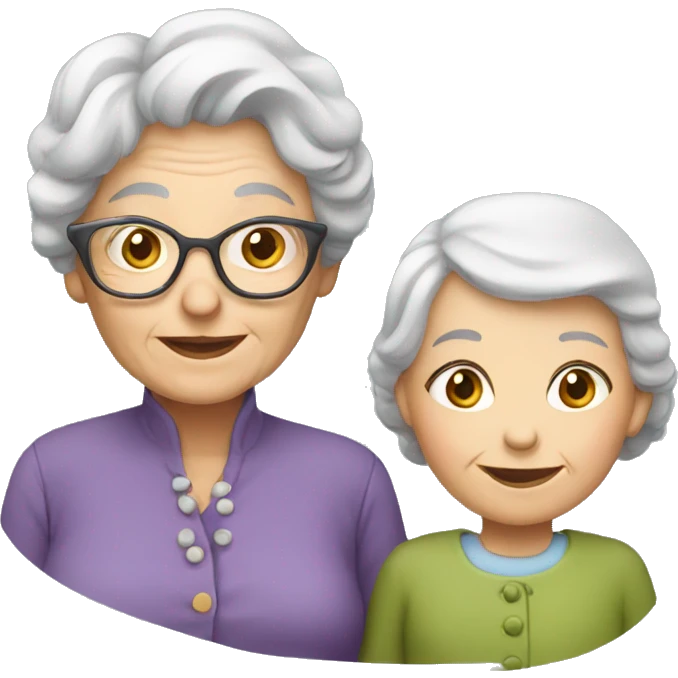 old lady with daughter emoji