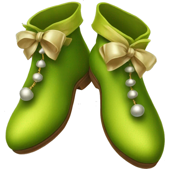Realistic isolated chartreuse elf shoes with bells. emoji
