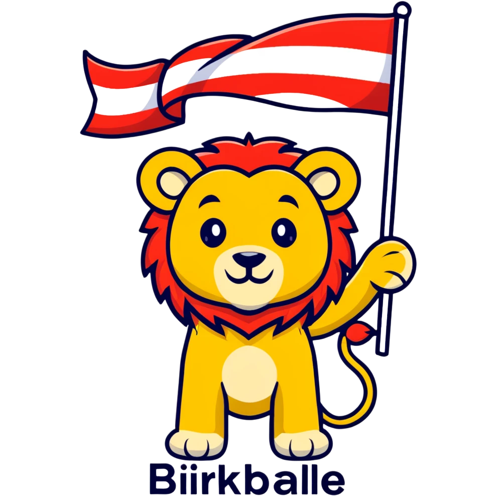 A lion logo holding a flag saying birkdale emoji