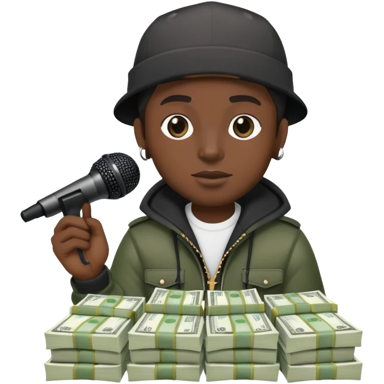 Rapper with a microphone and money emoji
