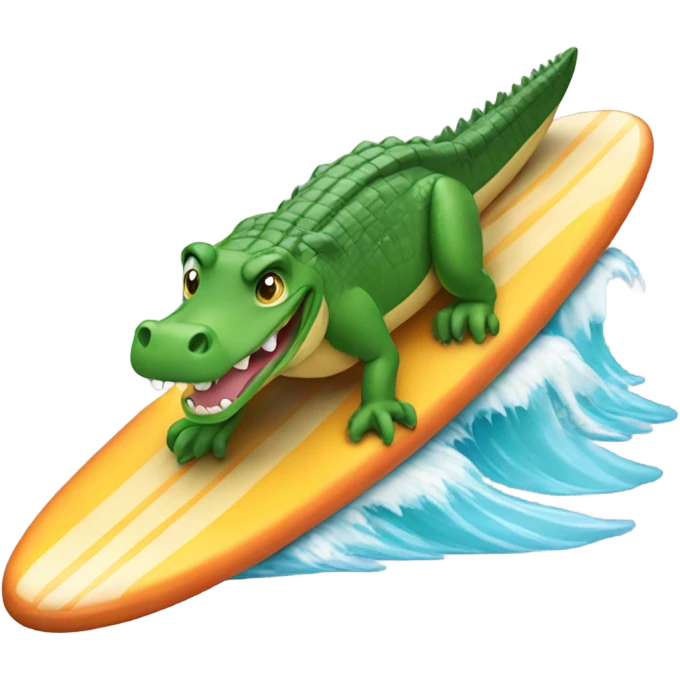 Crocodile riding a surf board on a rocket ship in space emoji