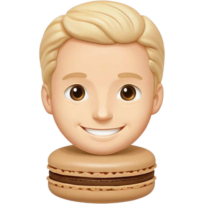 macaron pastry with the face of Macron, smiling expression emoji
