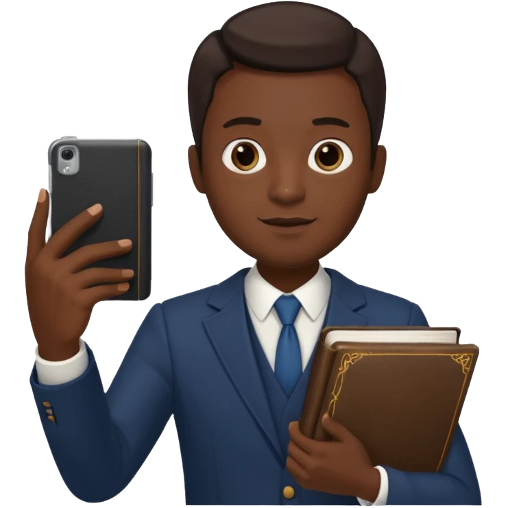 un homme saper swag avec une bible a la main qui fais un selfie  emoji