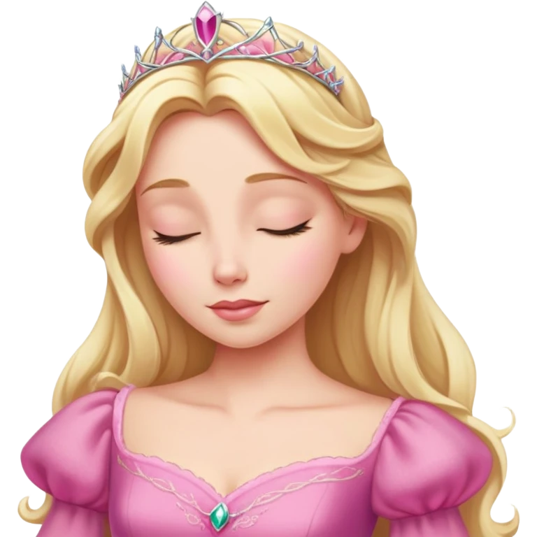 ultra simplified Aurora Sleeping Beauty, pink dress, blonde hair, very minimal details, slightly zoomed out to show more of dress emoji