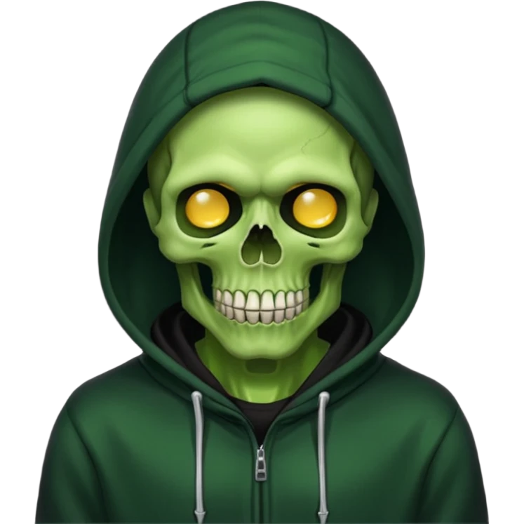 green skull man in black hoodie emoji