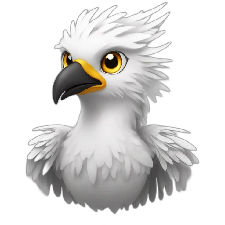 Phoenix blanc et noir avec des yeux blancs qui illumine emoji