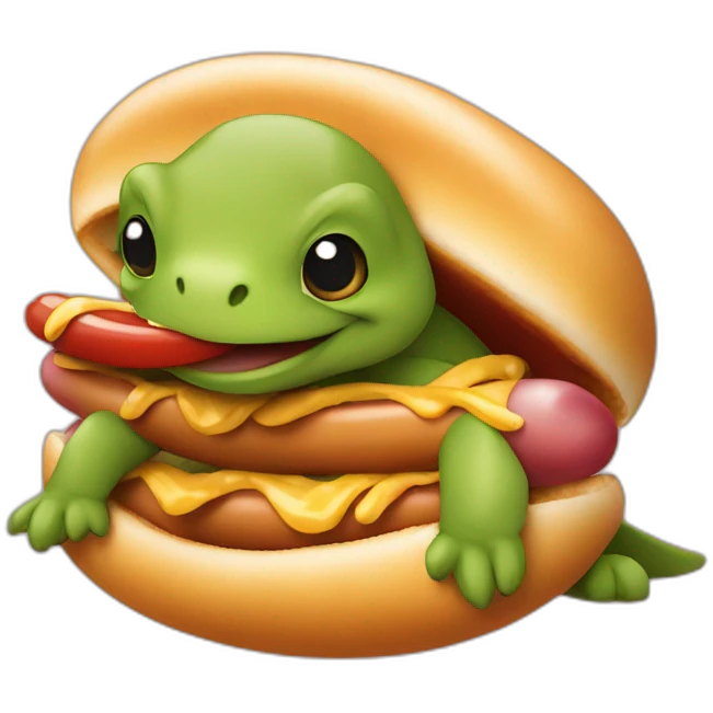 Tortue qui mange un hot dog emoji